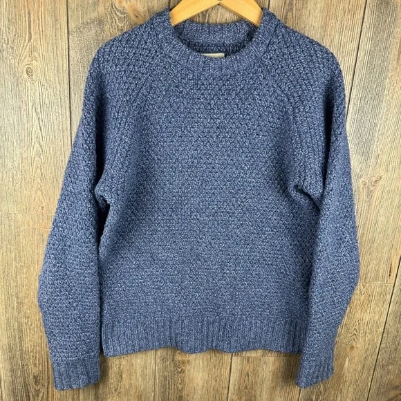 Taylor Stitch Merino Wool Sweater Mens 38 Small Sea Blue Raglan Knit Crew Neck - Picture 2 of 7